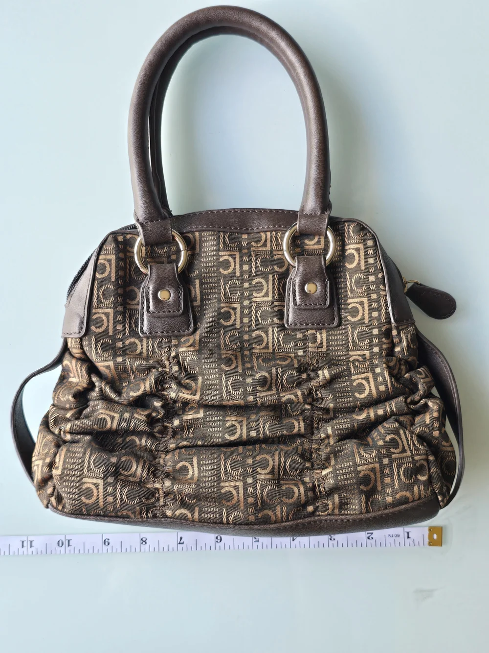 Liz Claiborne Monogram Ruched Vintage Satchel Bag